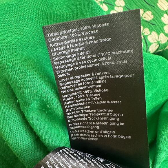 BA&SH Paris Robe OGAIA Green & White Floral Mini Dress 3/4 Sleeves sz M NWOT - Picture 11 of 14
